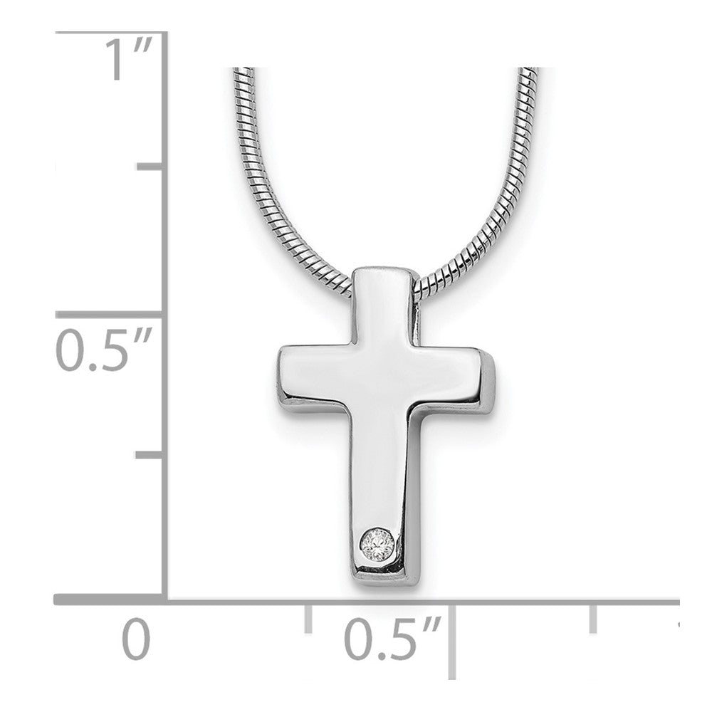 White Ice Sterling Silver Rhodium-plated 18 Inch Diamond Cross Necklace with 2 Inch Extender QW188-18