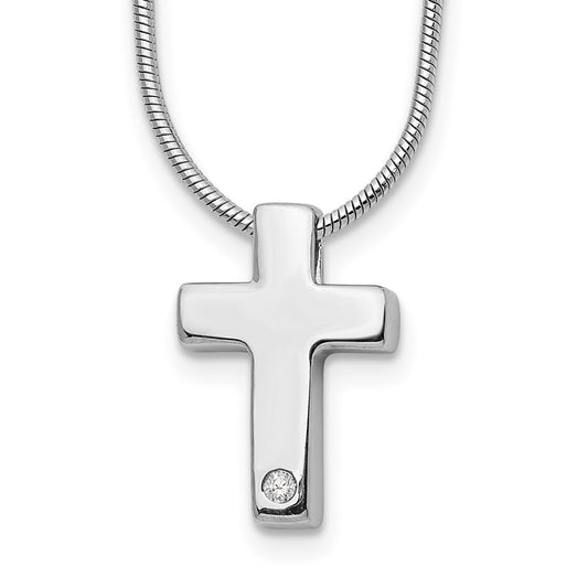 White Ice Sterling Silver Rhodium-plated 18 Inch Diamond Cross Necklace with 2 Inch Extender QW188-18
