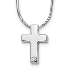 White Ice Sterling Silver Rhodium-plated 18 Inch Diamond Cross Necklace with 2 Inch Extender QW188-18