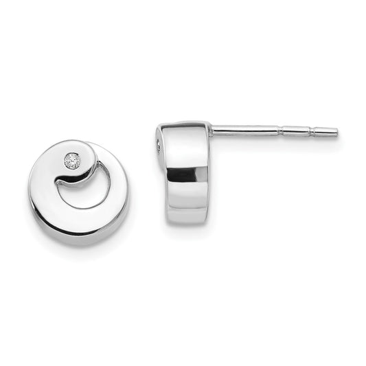 QW189 White Ice Sterling Silver Rhodium-plated Diamond Post Earrings