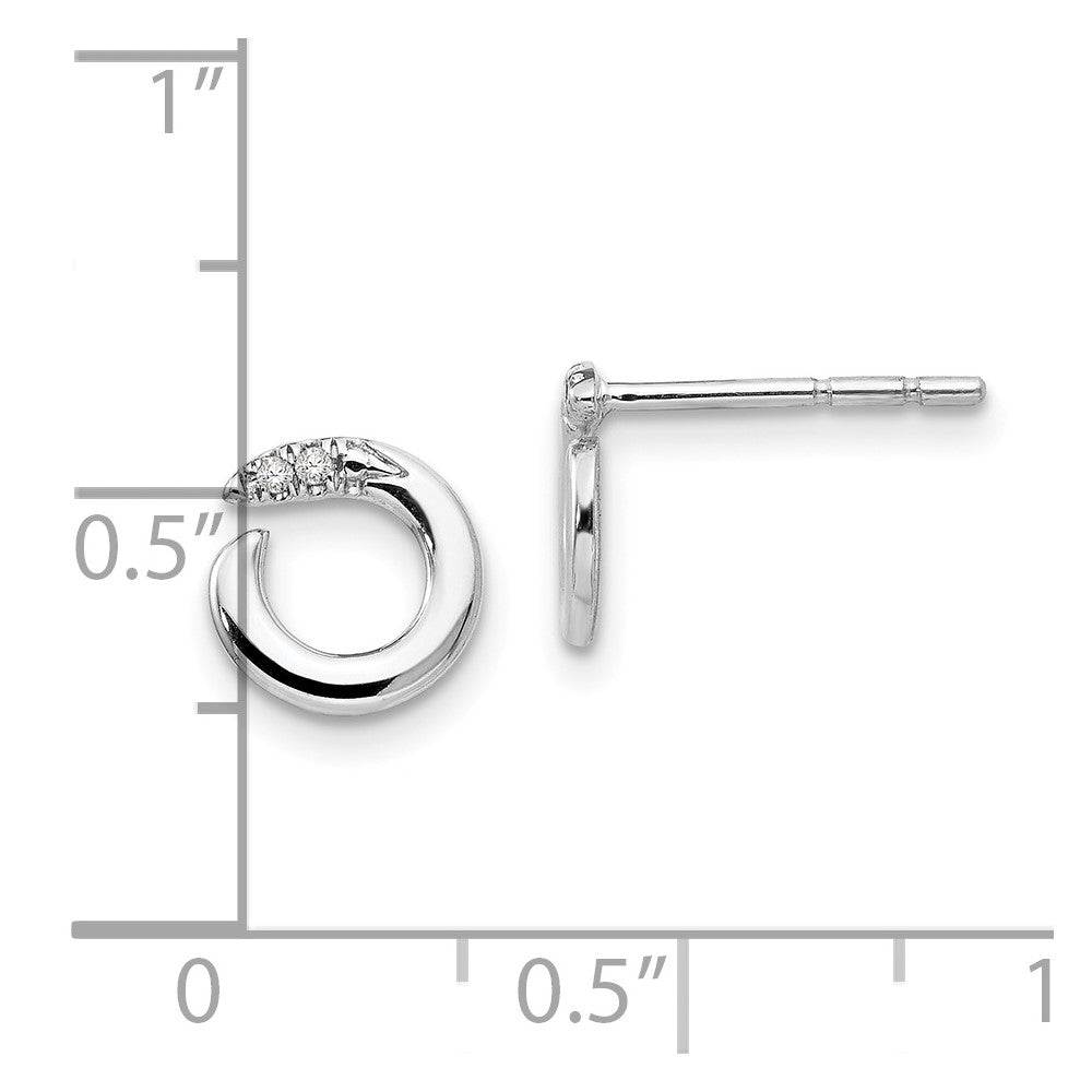 QW194 White Ice Sterling Silver Rhodium-plated Open Circle Diamond Post Earrings