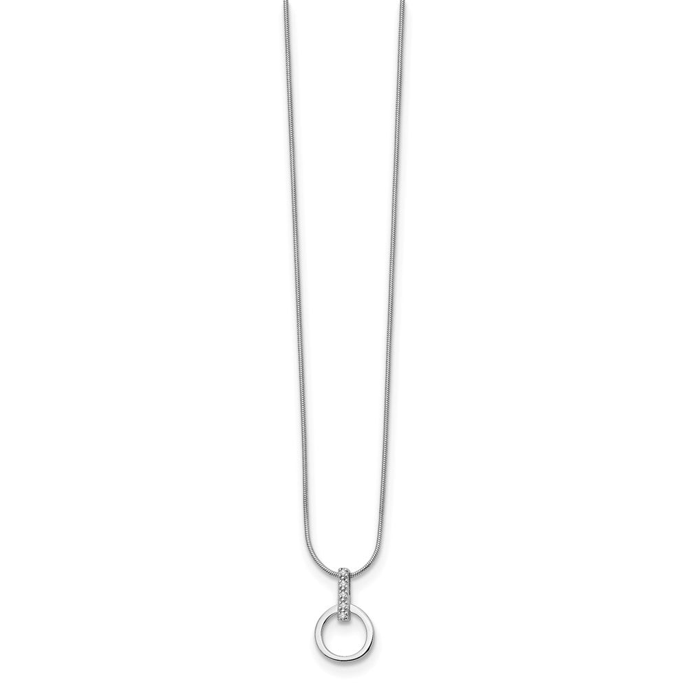 White Ice Sterling Silver Rhodium-plated 18 Inch Open Circle Diamond Necklace with 2 Inch Extender QW201-18