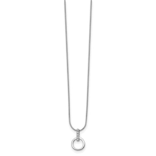 White Ice Sterling Silver Rhodium-plated 18 Inch Open Circle Diamond Necklace with 2 Inch Extender QW201-18