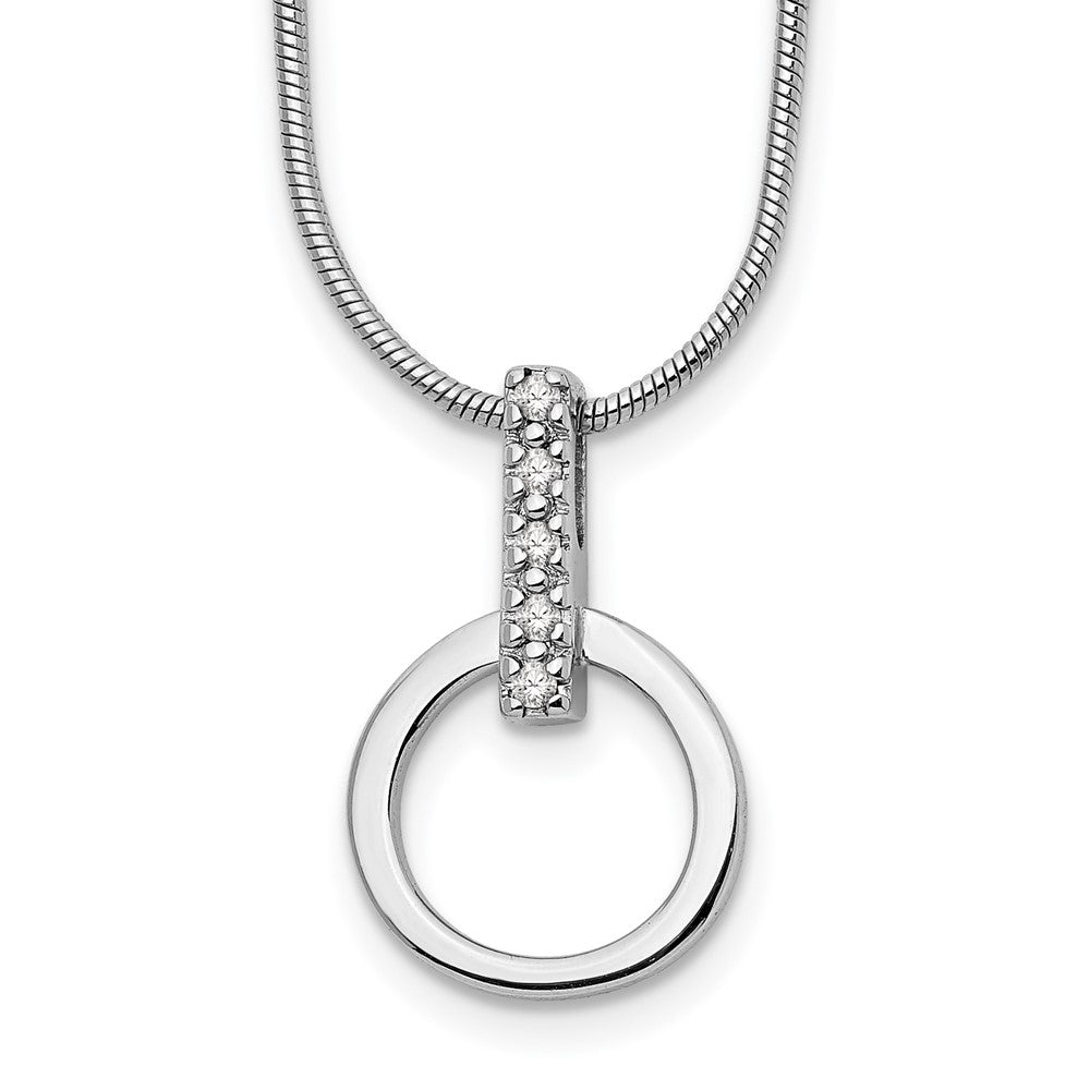 White Ice Sterling Silver Rhodium-plated 18 Inch Open Circle Diamond Necklace with 2 Inch Extender QW201-18