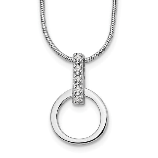 White Ice Sterling Silver Rhodium-plated 18 Inch Open Circle Diamond Necklace with 2 Inch Extender QW201-18