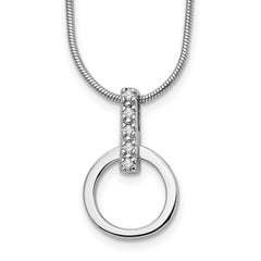 White Ice Sterling Silver Rhodium-plated 18 Inch Open Circle Diamond Necklace with 2 Inch Extender QW201-18