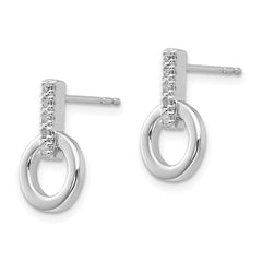 QW202 White Ice Sterling Silver Rhodium-plated Diamond Open Circle Post Earrings