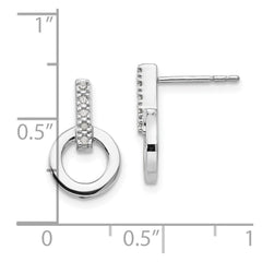 QW202 White Ice Sterling Silver Rhodium-plated Diamond Open Circle Post Earrings