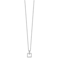 White Ice Sterling Silver Rhodium-plated 18 Inch Diamond Open Squared Necklace with 2 Inch Extender QW204-18