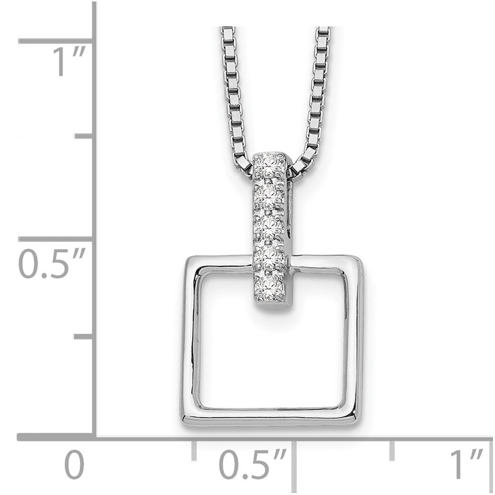 White Ice Sterling Silver Rhodium-plated 18 Inch Diamond Open Squared Necklace with 2 Inch Extender QW204-18