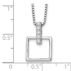 White Ice Sterling Silver Rhodium-plated 18 Inch Diamond Open Squared Necklace with 2 Inch Extender QW204-18
