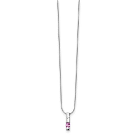 White Ice Sterling Silver Rhodium-plated 18 Inch Diamond and Pink Tourmaline Necklace with 2 Inch Extender QW209-18