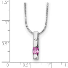 White Ice Sterling Silver Rhodium-plated 18 Inch Diamond and Pink Tourmaline Necklace with 2 Inch Extender QW209-18