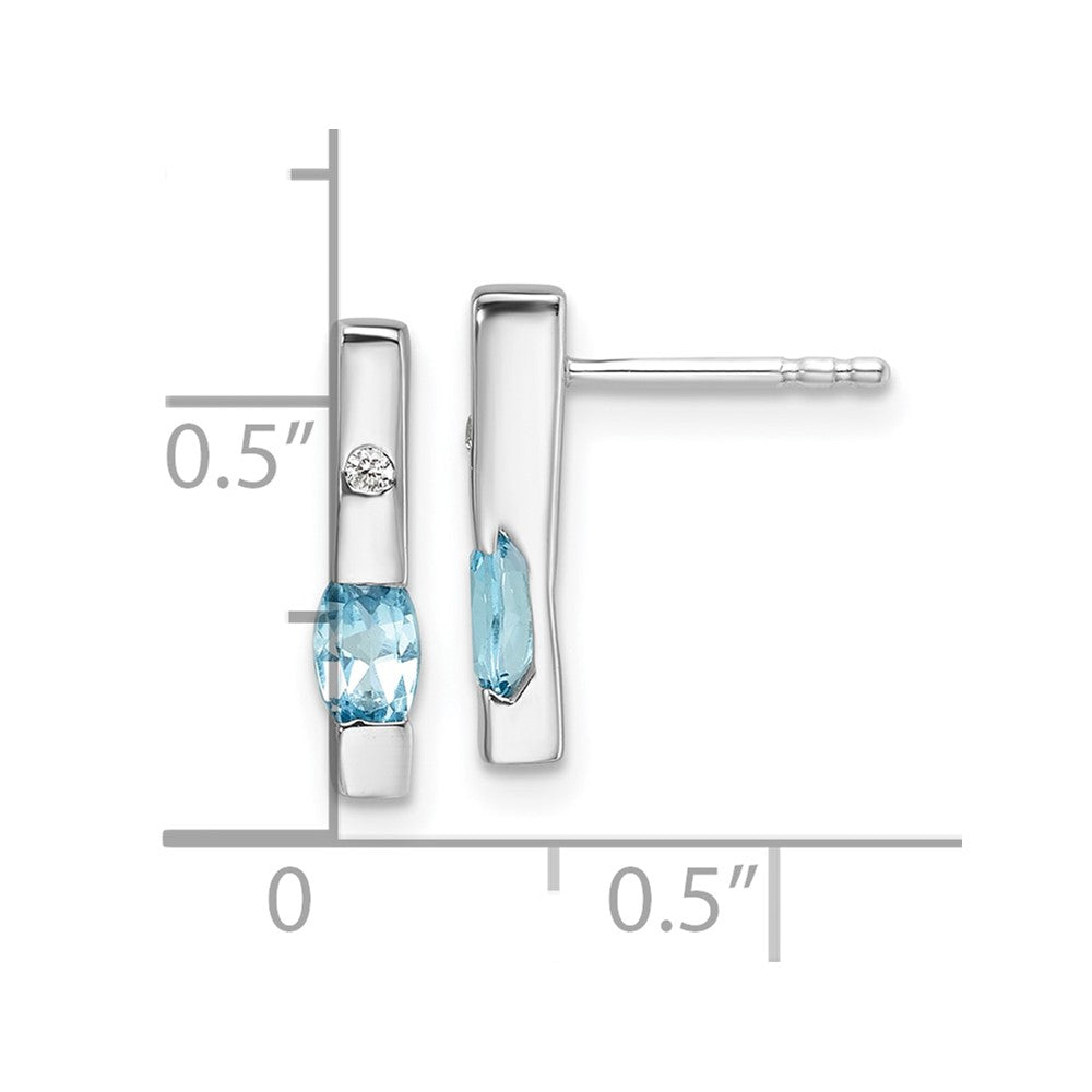 QW210BT White Ice Sterling Silver Rhodium-plated Diamond and Blue Topaz Post Earrings
