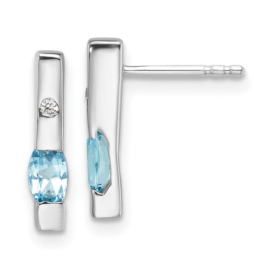 QW210BT White Ice Sterling Silver Rhodium-plated Diamond and Blue Topaz Post Earrings
