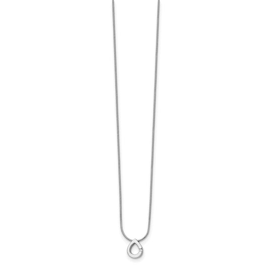 White Ice Sterling Silver Rhodium-plated 18 Inch Diamond Teardrop Necklace with 2 Inch Extender QW213-18