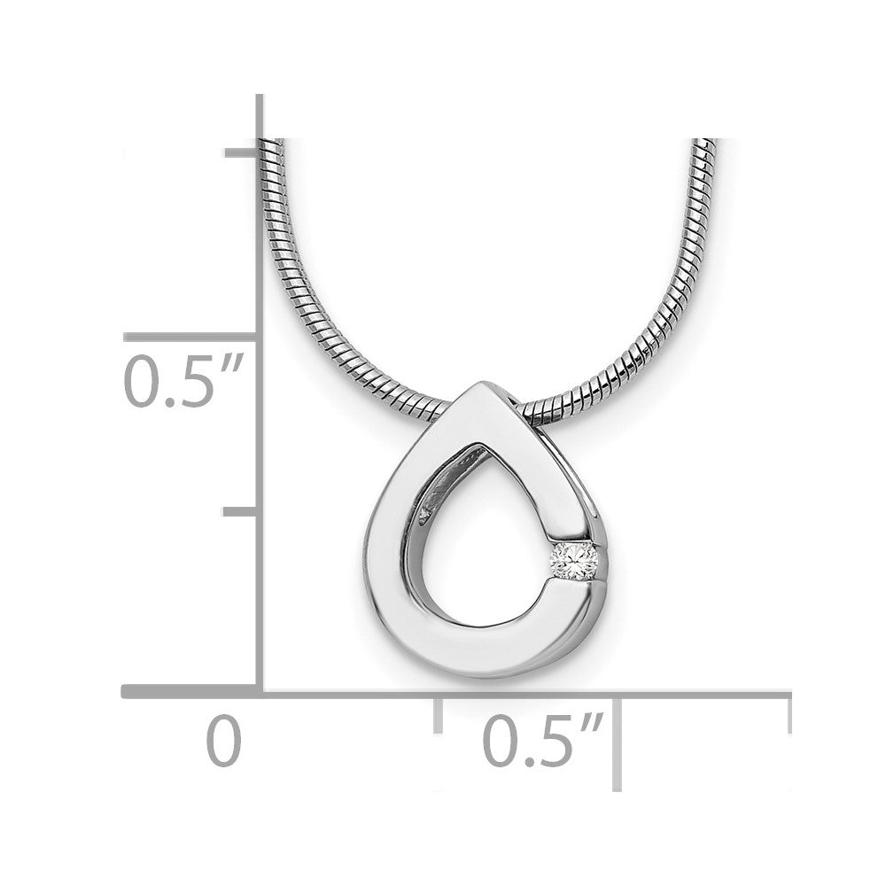 White Ice Sterling Silver Rhodium-plated 18 Inch Diamond Teardrop Necklace with 2 Inch Extender QW213-18