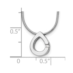 White Ice Sterling Silver Rhodium-plated 18 Inch Diamond Teardrop Necklace with 2 Inch Extender QW213-18
