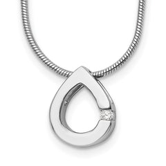 White Ice Sterling Silver Rhodium-plated 18 Inch Diamond Teardrop Necklace with 2 Inch Extender QW213-18