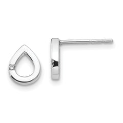 QW214 White Ice Sterling Silver Rhodium-plated Diamond Teardrop Post Earrings