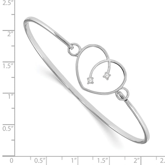 White Ice Sterling Silver Rhodium-plated Diamond Heart Bangle QW230
