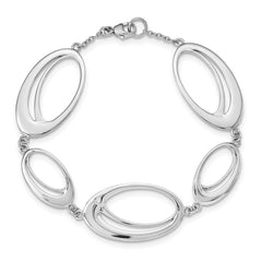 White Ice Sterling Silver Rhodium-plated Diamond 7 Inch Fancy Ovals Bracelet QW237-7