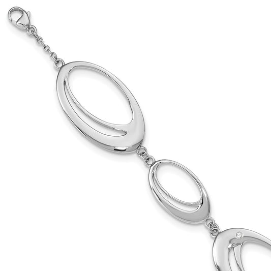 White Ice Sterling Silver Rhodium-plated Diamond 7 Inch Fancy Ovals Bracelet QW237-7