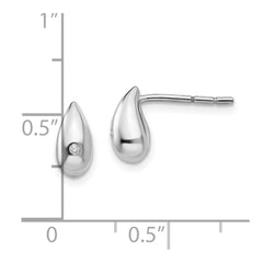 QW240 White Ice Sterling Silver Rhodium-plated Diamond Teardrop Post Earrings