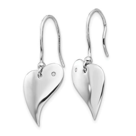 QW245 White Ice Sterling Silver Rhodium-plated Diamond Heart Earrings