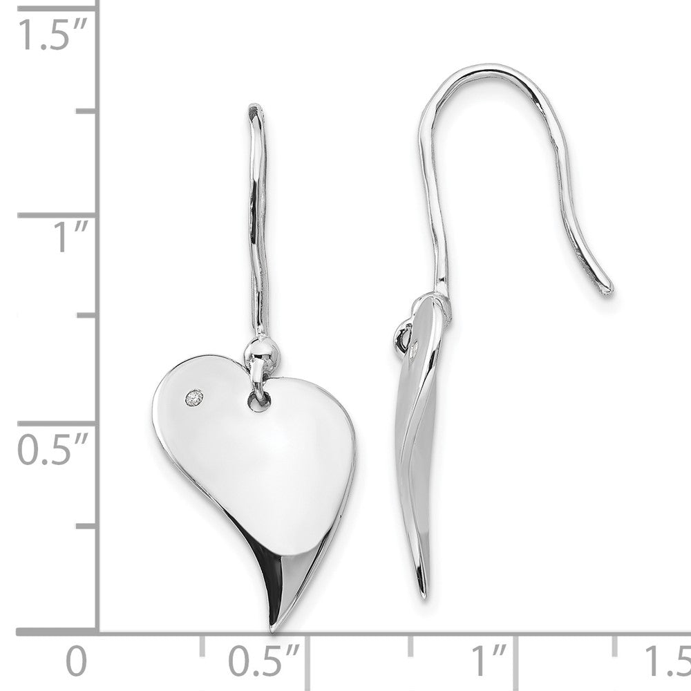 QW245 White Ice Sterling Silver Rhodium-plated Diamond Heart Earrings