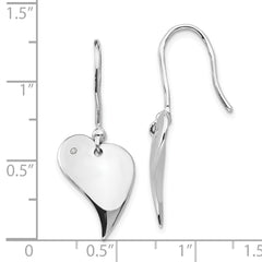 QW245 White Ice Sterling Silver Rhodium-plated Diamond Heart Earrings
