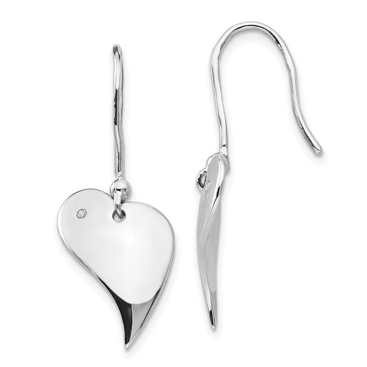 QW245 White Ice Sterling Silver Rhodium-plated Diamond Heart Earrings