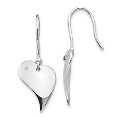 QW245 White Ice Sterling Silver Rhodium-plated Diamond Heart Earrings