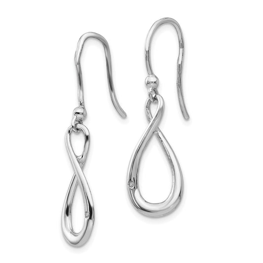 QW246 White Ice Sterling Silver Rhodium-plated Diamond Shepherd Hook Dangle Earrings