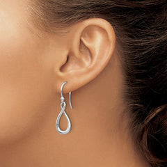QW246 White Ice Sterling Silver Rhodium-plated Diamond Shepherd Hook Dangle Earrings