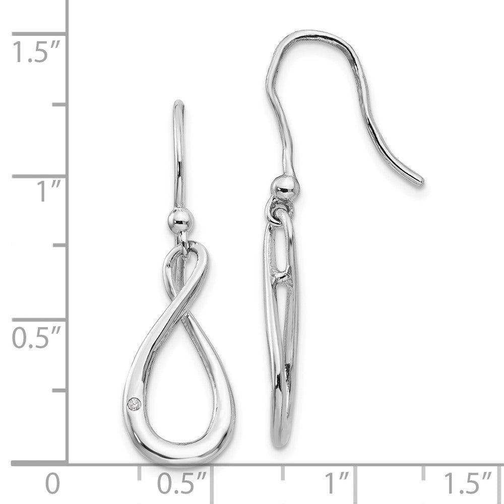 QW246 White Ice Sterling Silver Rhodium-plated Diamond Shepherd Hook Dangle Earrings