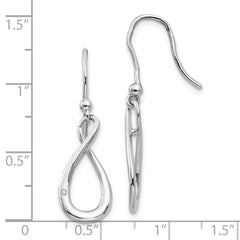 QW246 White Ice Sterling Silver Rhodium-plated Diamond Shepherd Hook Dangle Earrings