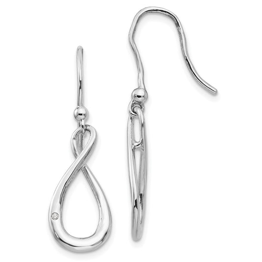 QW246 White Ice Sterling Silver Rhodium-plated Diamond Shepherd Hook Dangle Earrings