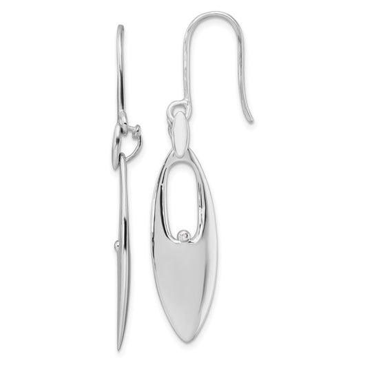 QW247 White Ice Sterling Silver Rhodium-plated Diamond Shepherd Hook Dangle Earrings