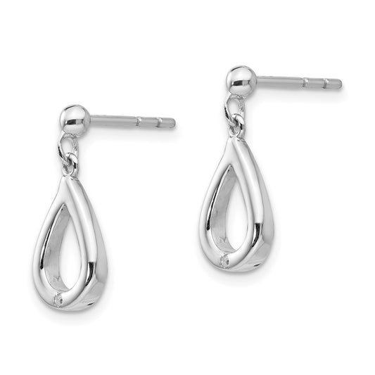 QW249 White Ice Sterling Silver Rhodium-plated Diamond Teardrop Dangle Post Earrings
