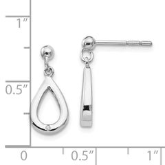 QW249 White Ice Sterling Silver Rhodium-plated Diamond Teardrop Dangle Post Earrings