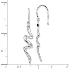 QW251 White Ice Sterling Silver Rhodium-plated Diamond Shepherd Hook Dangle Earrings