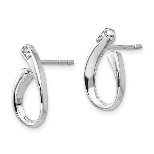 QW253 White Ice Sterling Silver Rhodium-plated Diamond Post Earrings