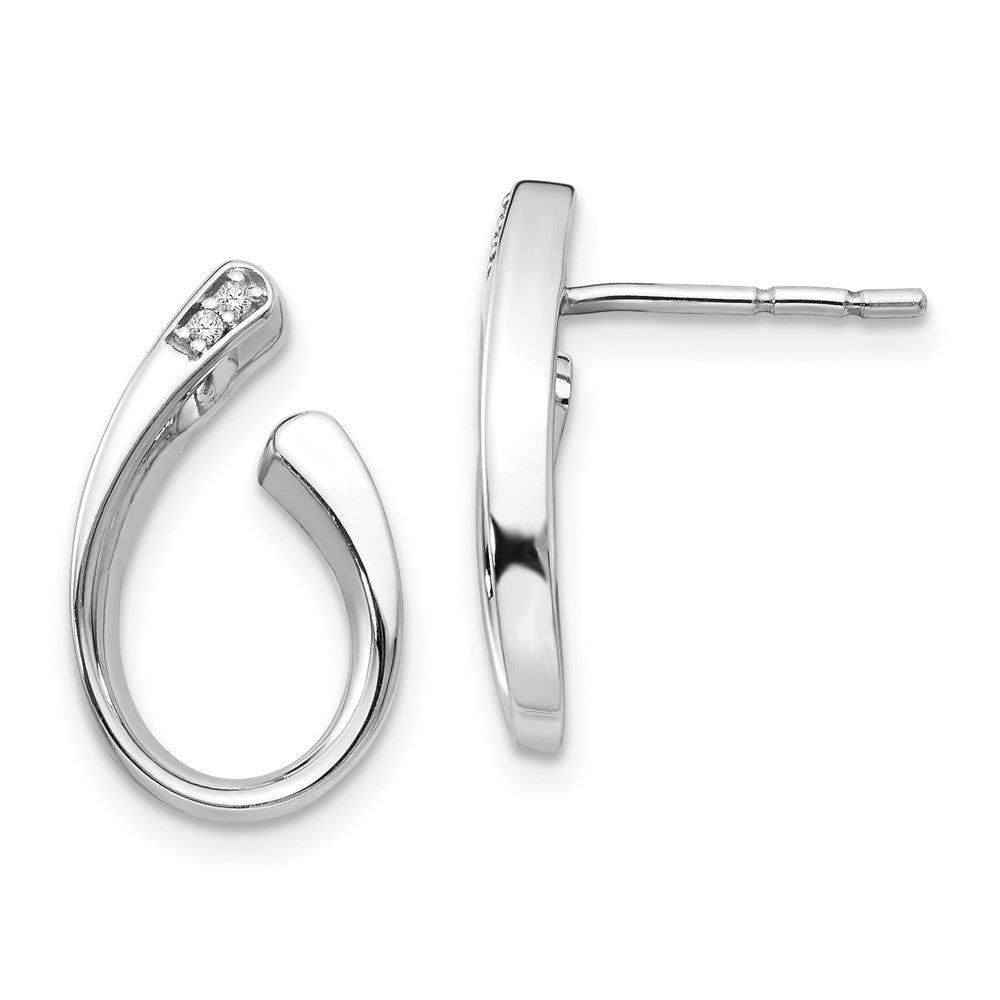QW253 White Ice Sterling Silver Rhodium-plated Diamond Post Earrings