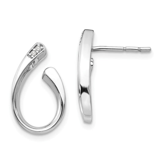 QW253 White Ice Sterling Silver Rhodium-plated Diamond Post Earrings