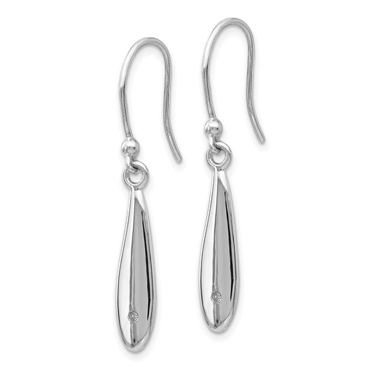 QW254 White Ice Sterling Silver Rhodium-plated Diamond Shepherd Hook Dangle Earrings