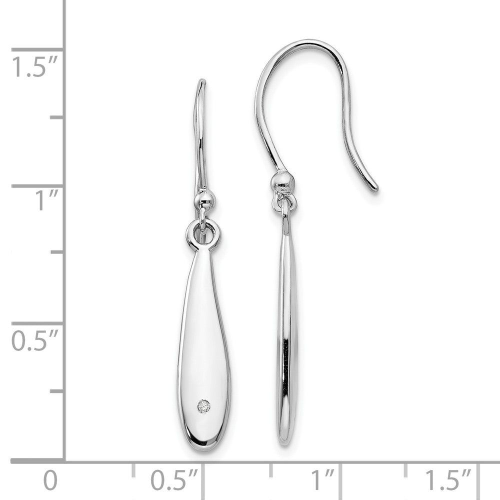 QW254 White Ice Sterling Silver Rhodium-plated Diamond Shepherd Hook Dangle Earrings