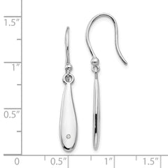 QW254 White Ice Sterling Silver Rhodium-plated Diamond Shepherd Hook Dangle Earrings