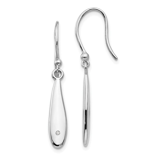 QW254 White Ice Sterling Silver Rhodium-plated Diamond Shepherd Hook Dangle Earrings