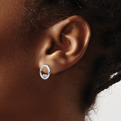 QW256 White Ice Sterling Silver Rhodium-plated Diamond Open Circle Post Earrings